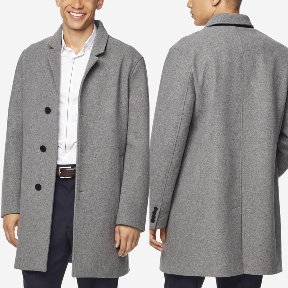Cole Haans Grandseries Wool Blend Coat Grey Top